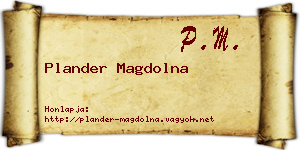 Plander Magdolna névjegykártya